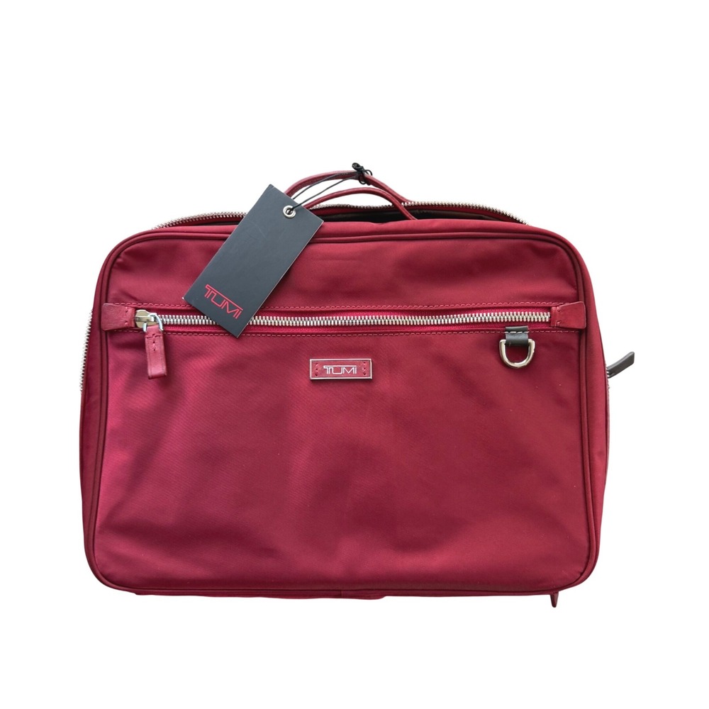 NWT Tumi Deauville Red Nylon Zip-Around Cosmetic Case Travel Toiletry Bag Mirror